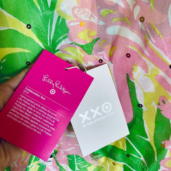 NWT LILLY PULITZER 20th Anniversary Target Collection Sequin FLAMINGO SCARF O/S - Picture 11 of 13